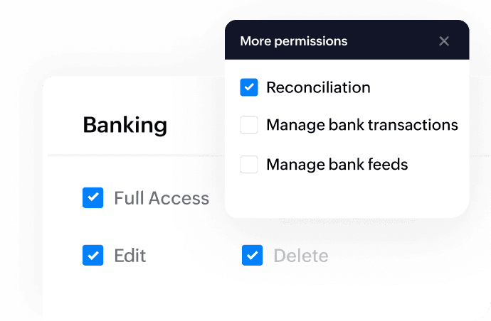 Checkboxes seen against access items and privileges like full access, view, edit, delete permissions.